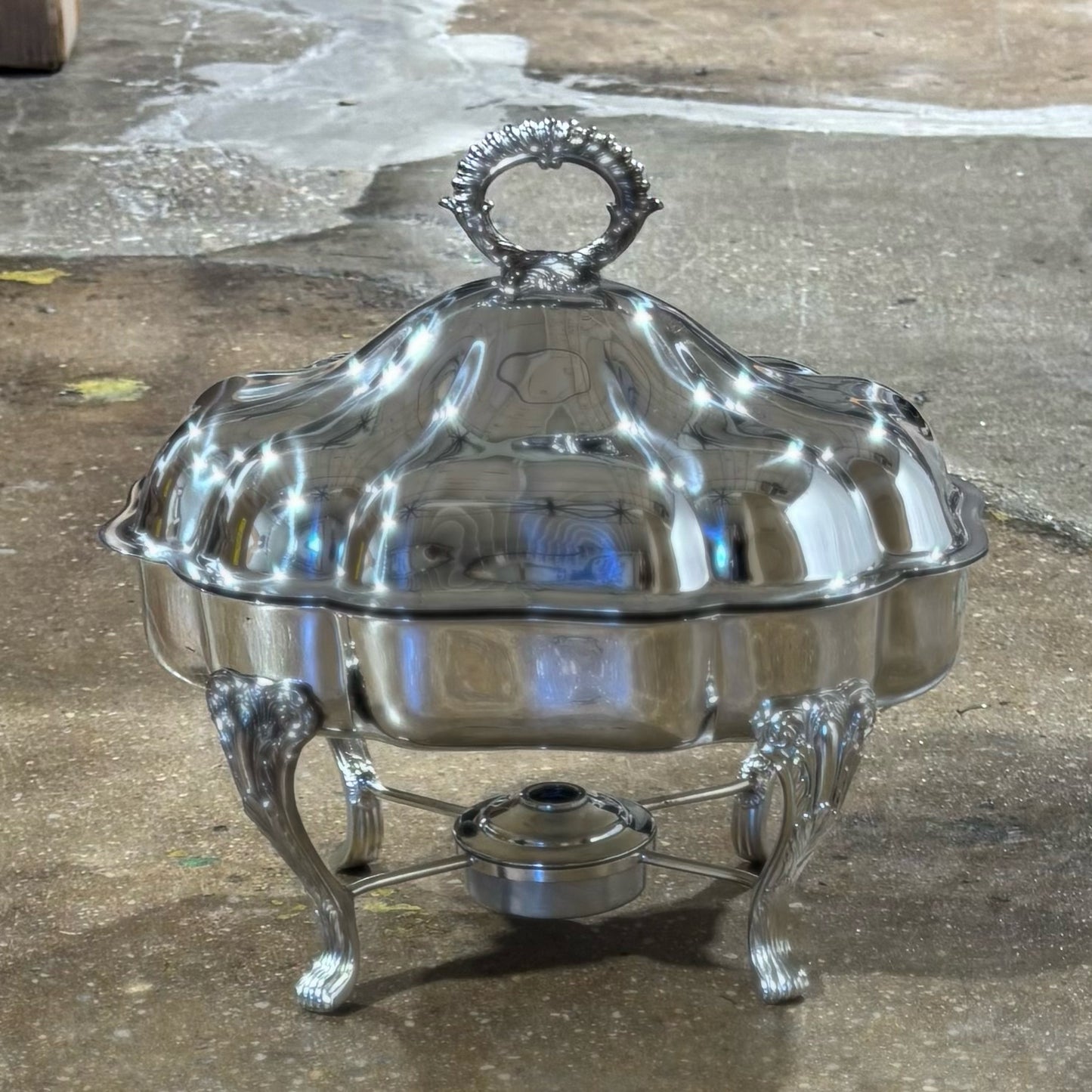 Silverplate Chafing Dish 12" W x 8" D x 11.5" H