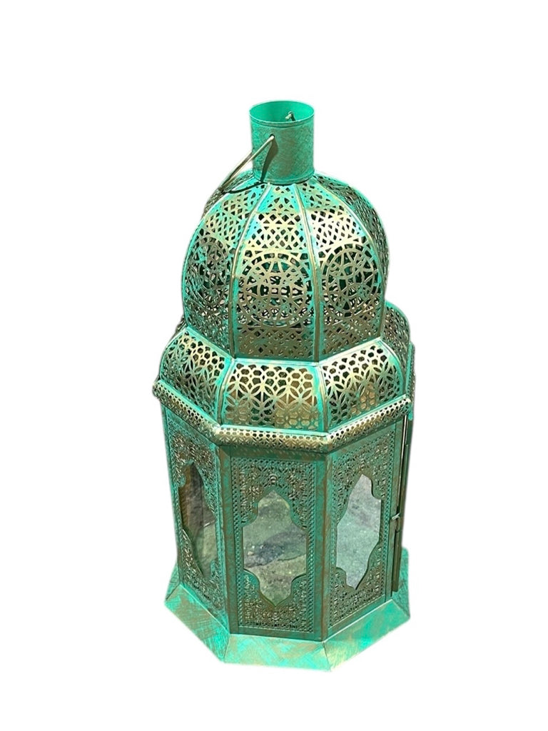 Teal/Gold 'Taj Mahal'luminere, 12"W x12"D x 24"H