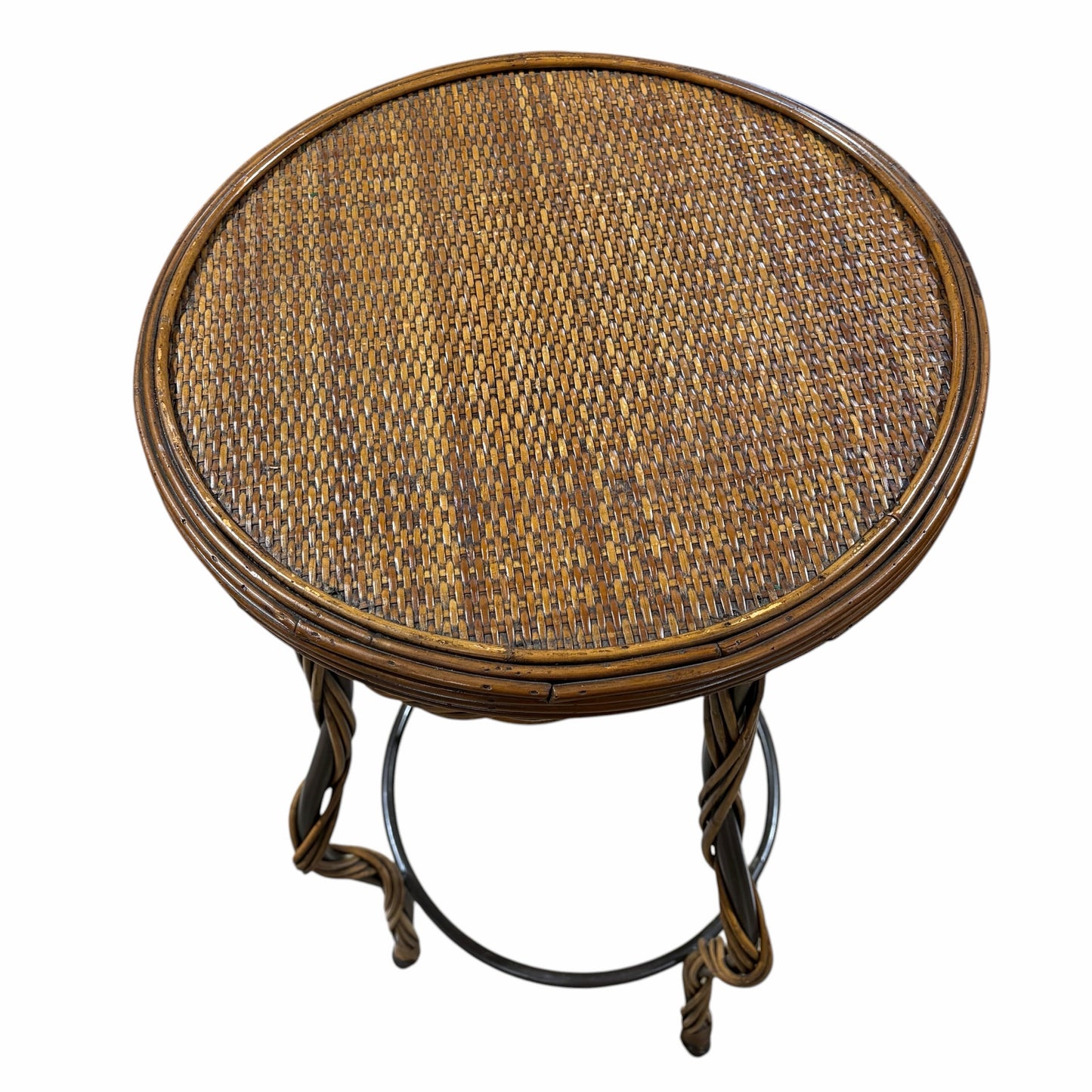 Round Woven Rattan/Wicker Side Table, 18.75"Dia x 31.25"H
