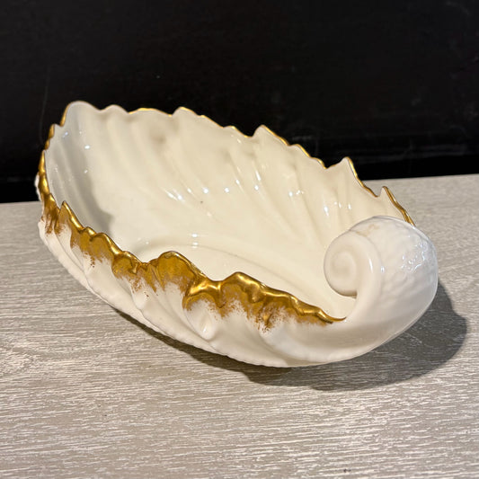 VTG Lenox Ivory Leaf Dish, 9.25" L x 5.25" D x 3" H