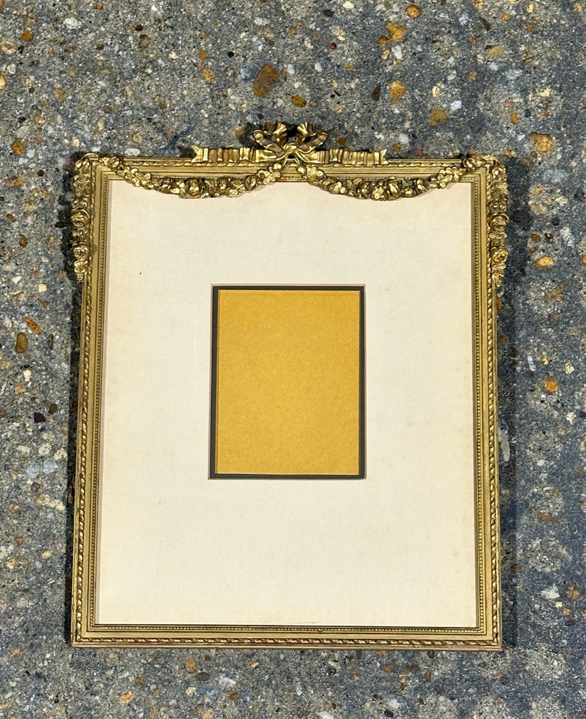 Antique gilt bow garland frame, 12"W x 15"H