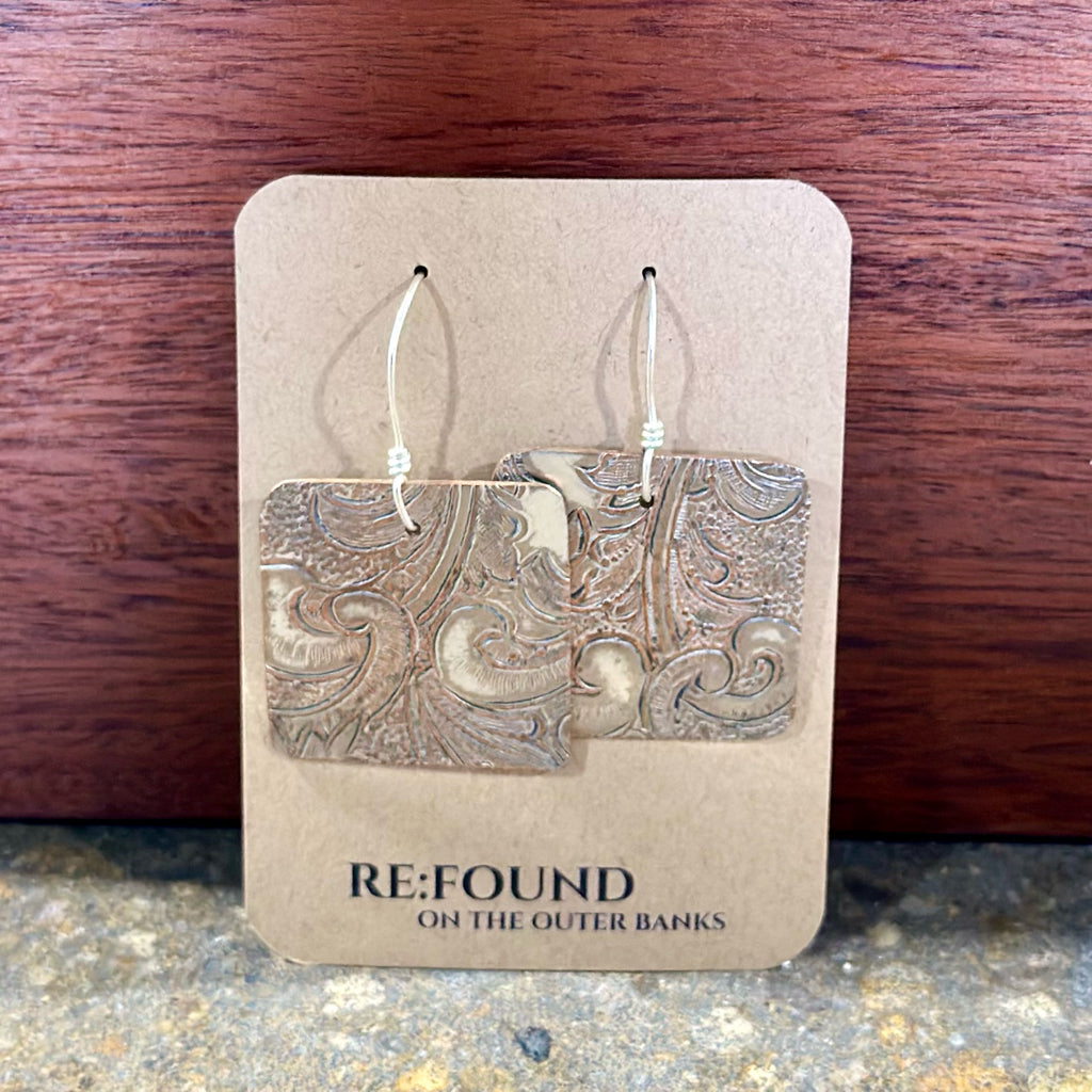Silverplate over copper square earrings