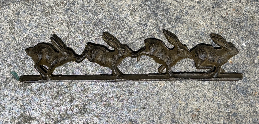 Running bunnies, cast iron, 16" L X 4"H