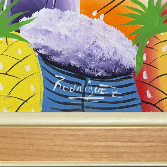 Vintage Haitian Folk Art, by Rodriguez, 27"W x 22.5"H x 1"D