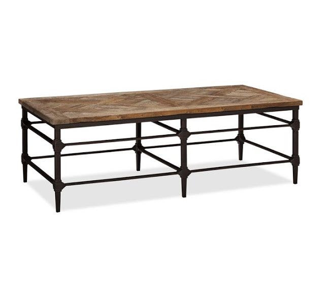 Pottery Barn Parquet Rectangular Reclaimed Wood Coffee Table 54" W x 26" D x 18"