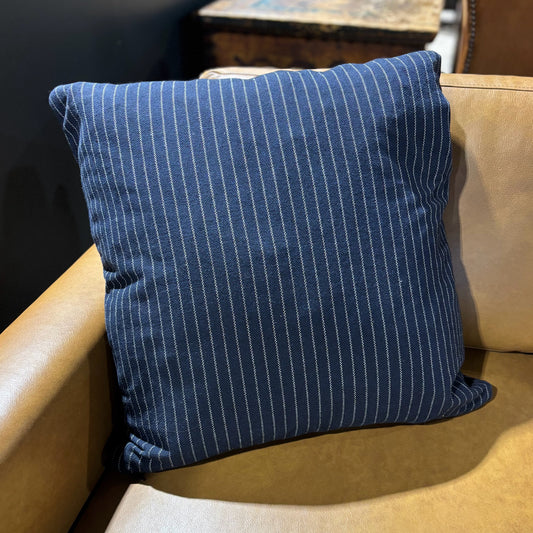 Navy Pinstripe Down Filled Throw Pillow (Arhaus?) 23" W x 7" D x 23" H