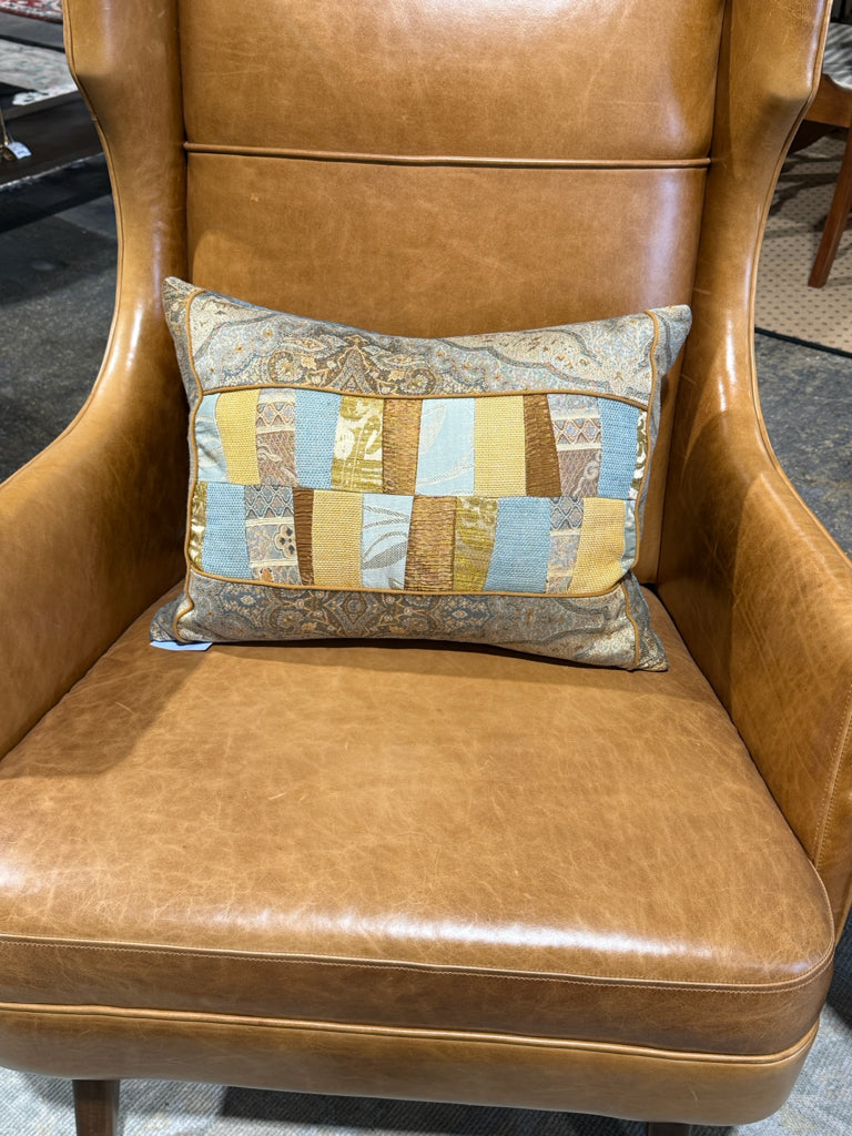 Patchwork lumbar pillow, down filled, 19" X 14"