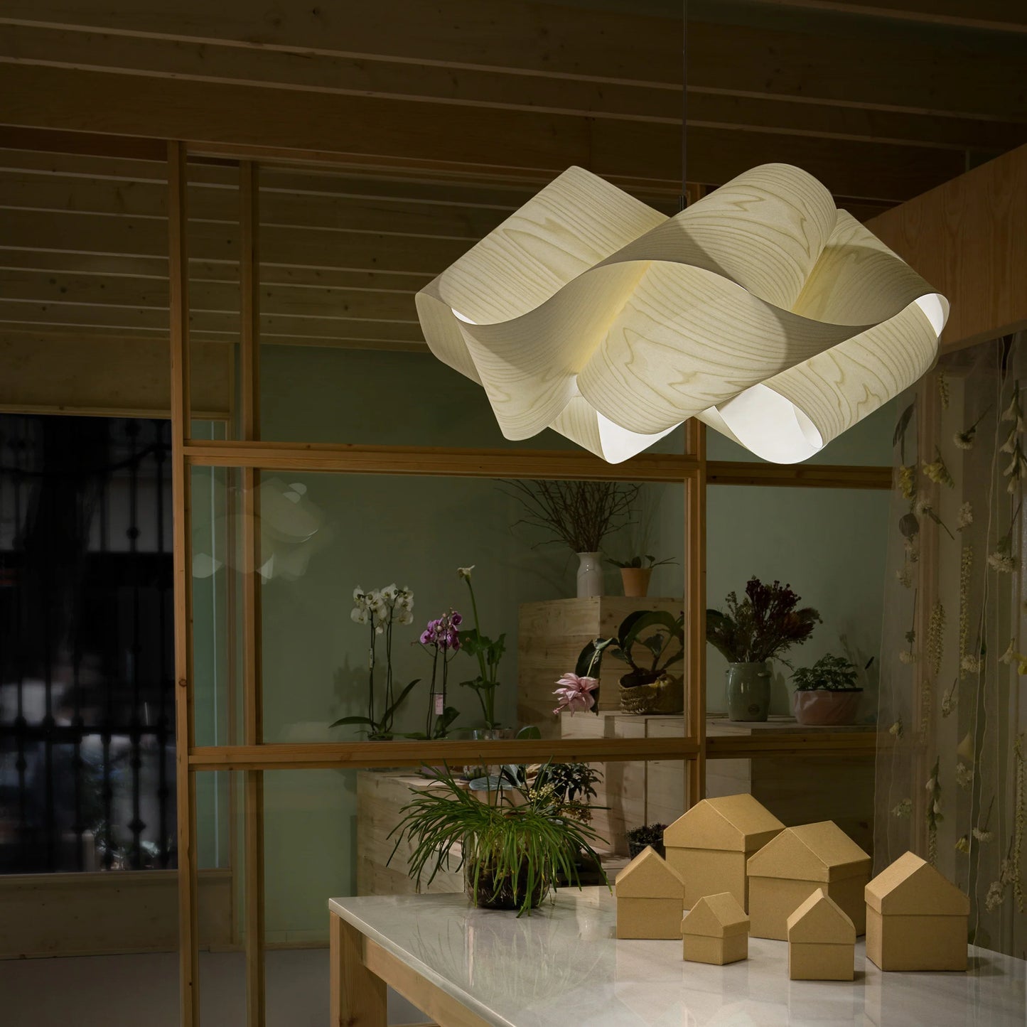 LZF Swirl Pendant Light, Ivory & Matte White, 29.5" Dia x 13.8" H