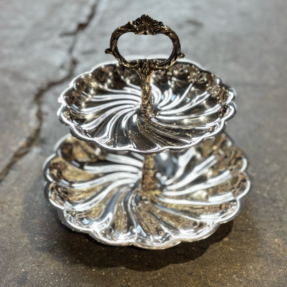 Two Tiered Silverplated Serving Dish