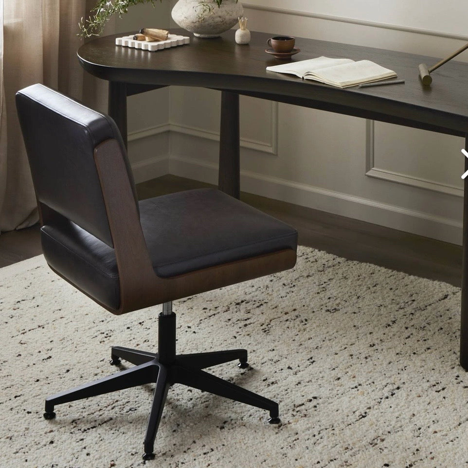 Landon Desk Chair, Sonoma Black Leather, 20.5" W x 27" D x 34" H