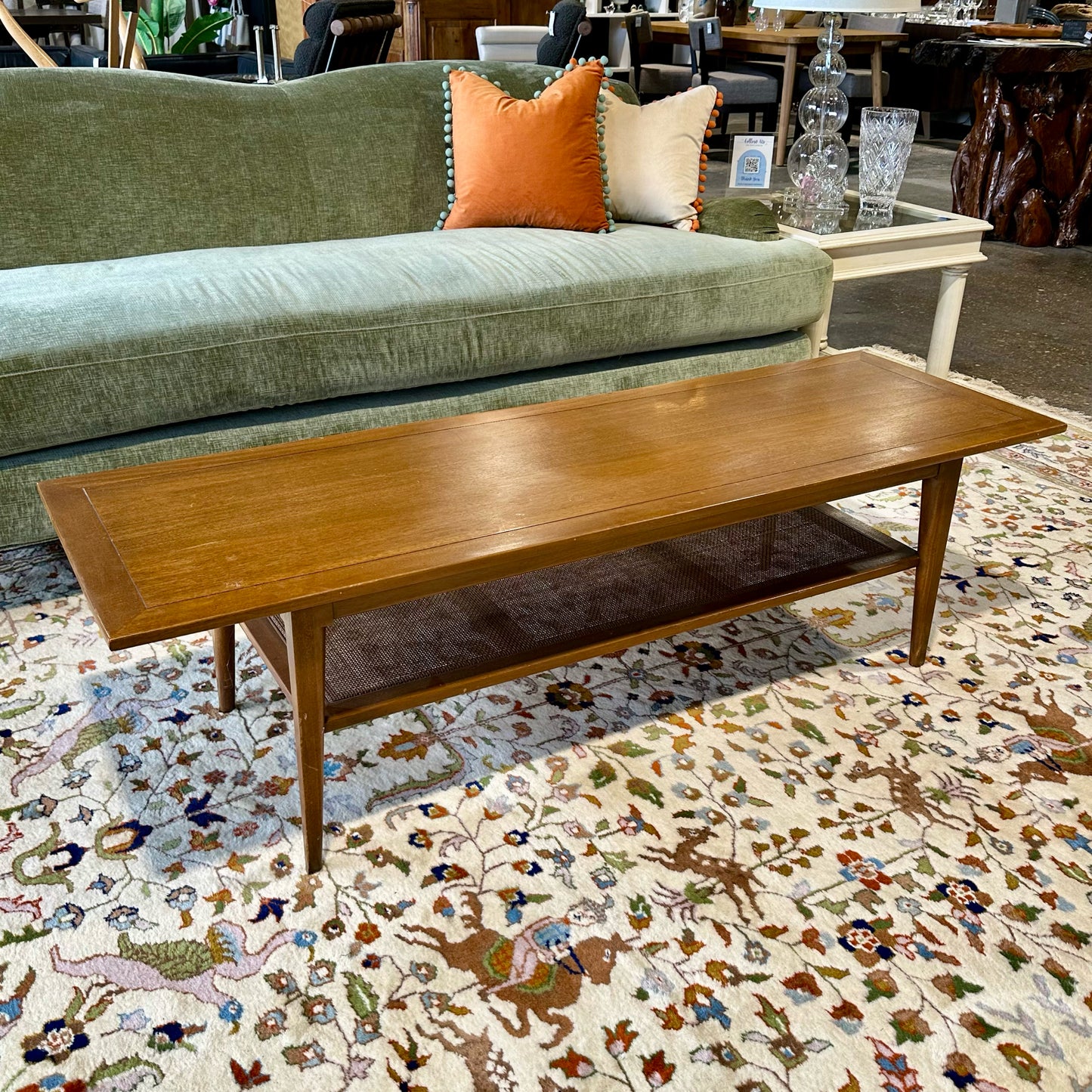 Vintage MCM Rectangular Coffee Table w/ Lower Shelf, 60" L x 19" W x 16.75" H