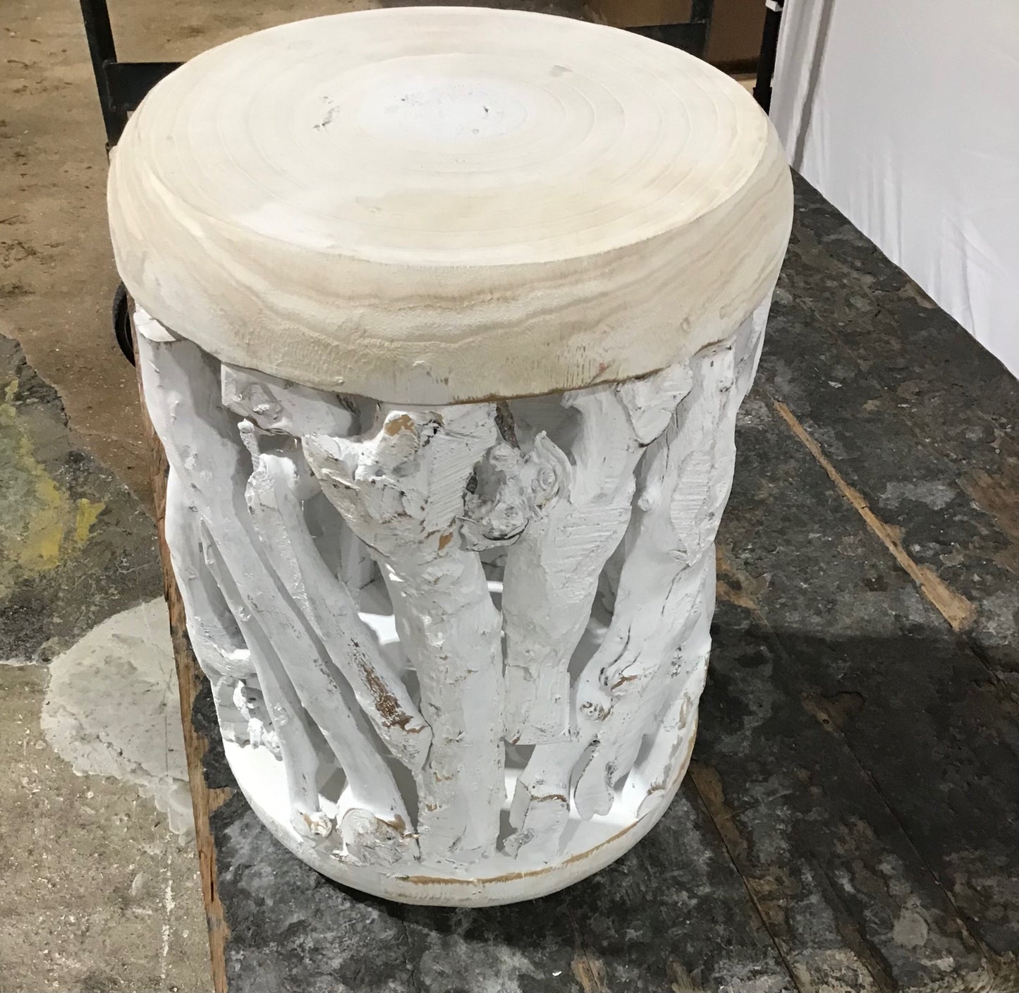 Wood Tree Branch Stool 14" Diameter x 18.5" H