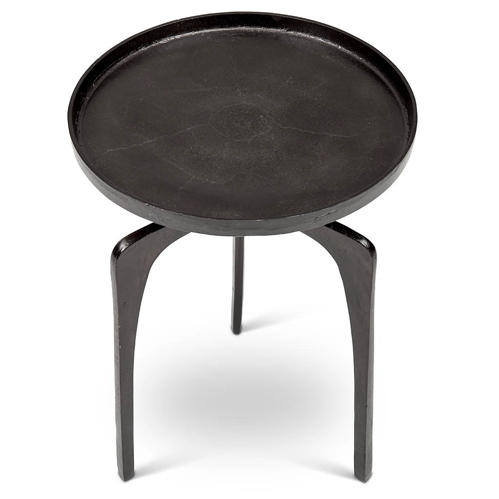 Urbia Vinya End Table, "Raw Bronze" Black Reclaimed Aluminum, 16.5" Dia x 22" H