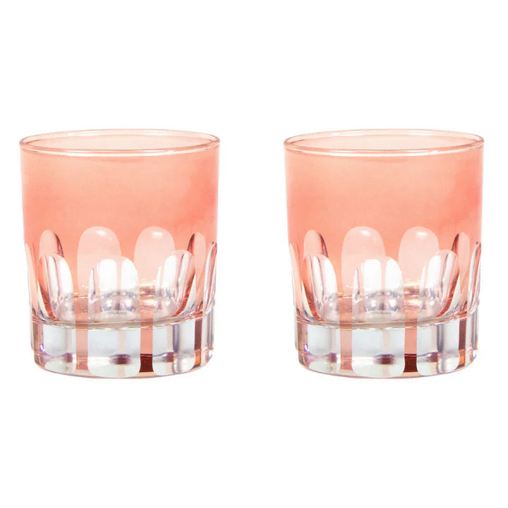 Set of Two Rialto Old Fashion Glasses, Kitten Pink, 12 Oz