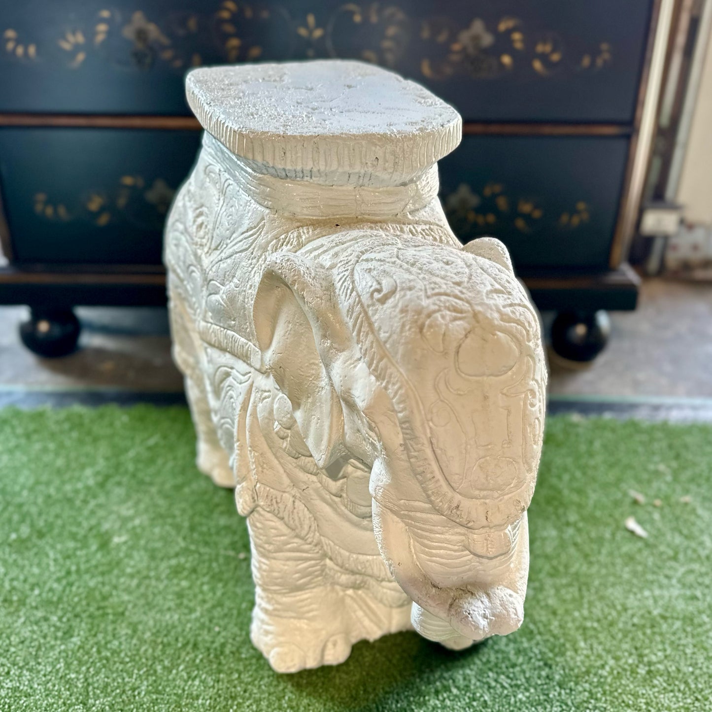 AS-IS Vintage Elephant Side Table / Plant Stand / Stool, 26" L x 12" W x 21" H
