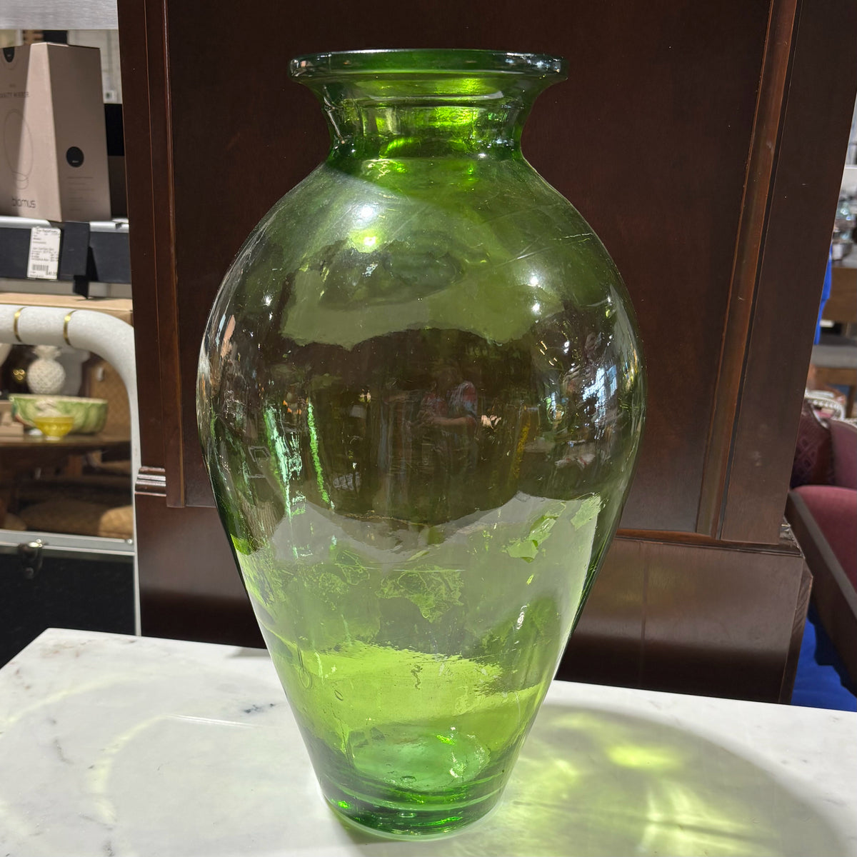 Green Blown Glass Vase, Spanish