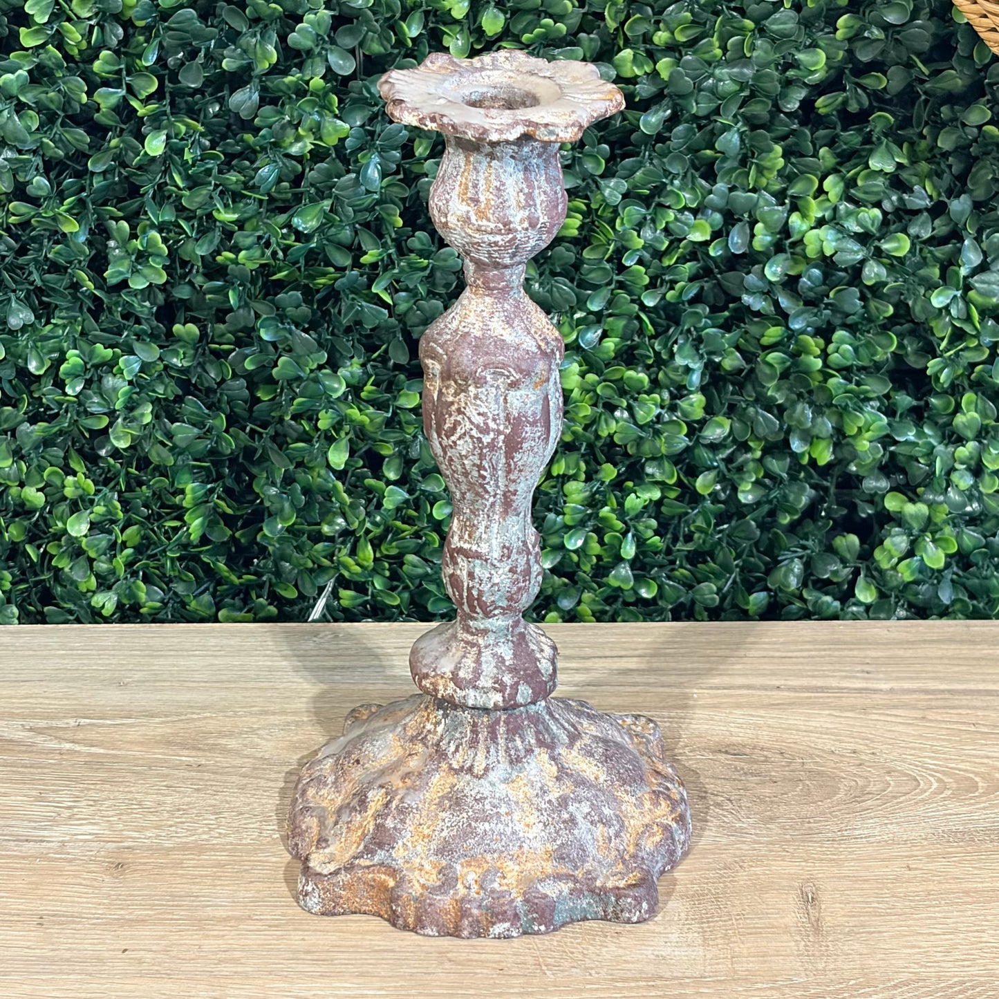Metal Antiqued Candleholder, 10"H x 5.5"Dia
