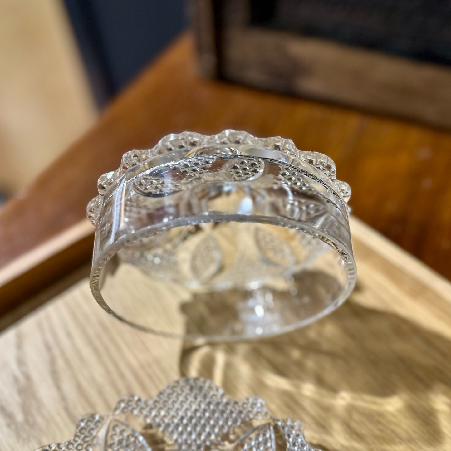 Westmoreland Faceted Glass Round Butter Dish, 7.25" Dia x 3.5" H