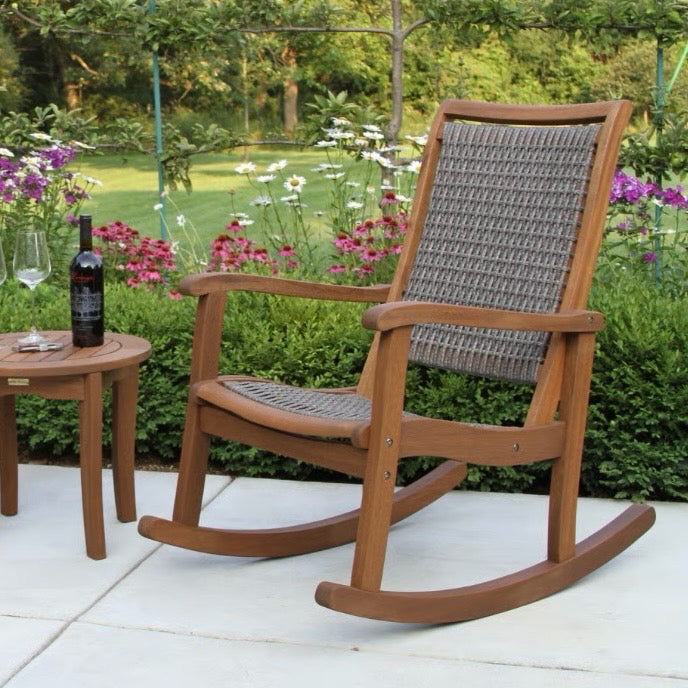 Outdoor Interiors Eucalyptus Driftwood Grey Wicker Rocker, 24"W x 38"D x 40"H