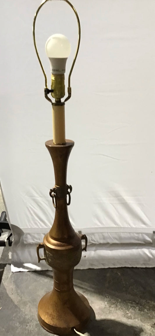 Tall Japanese Inspired Bronze Urn MCM Lamp AS IS 36"H x 14"W