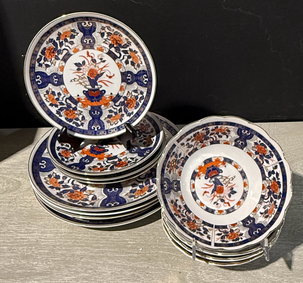 (4) 3 Piece Place Settings, "Flower Garden" by Heygill Imports