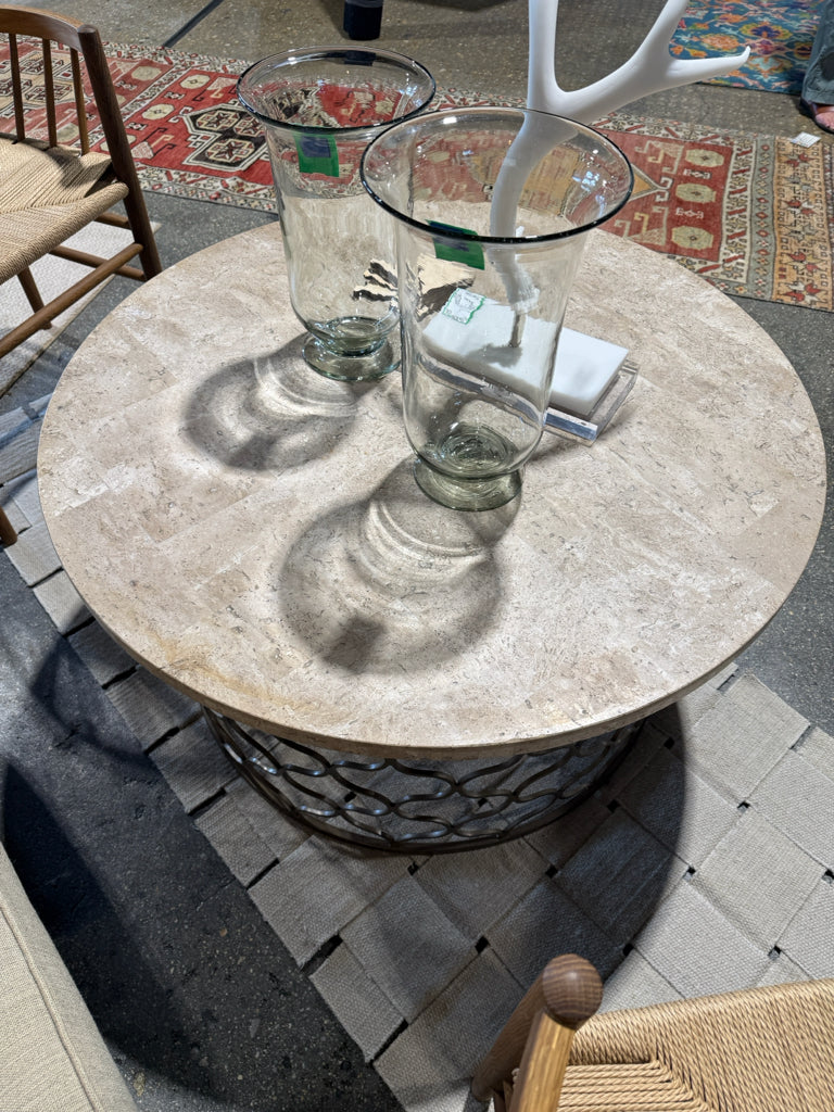 Stone/Antiqued Brass finish Coffee Table