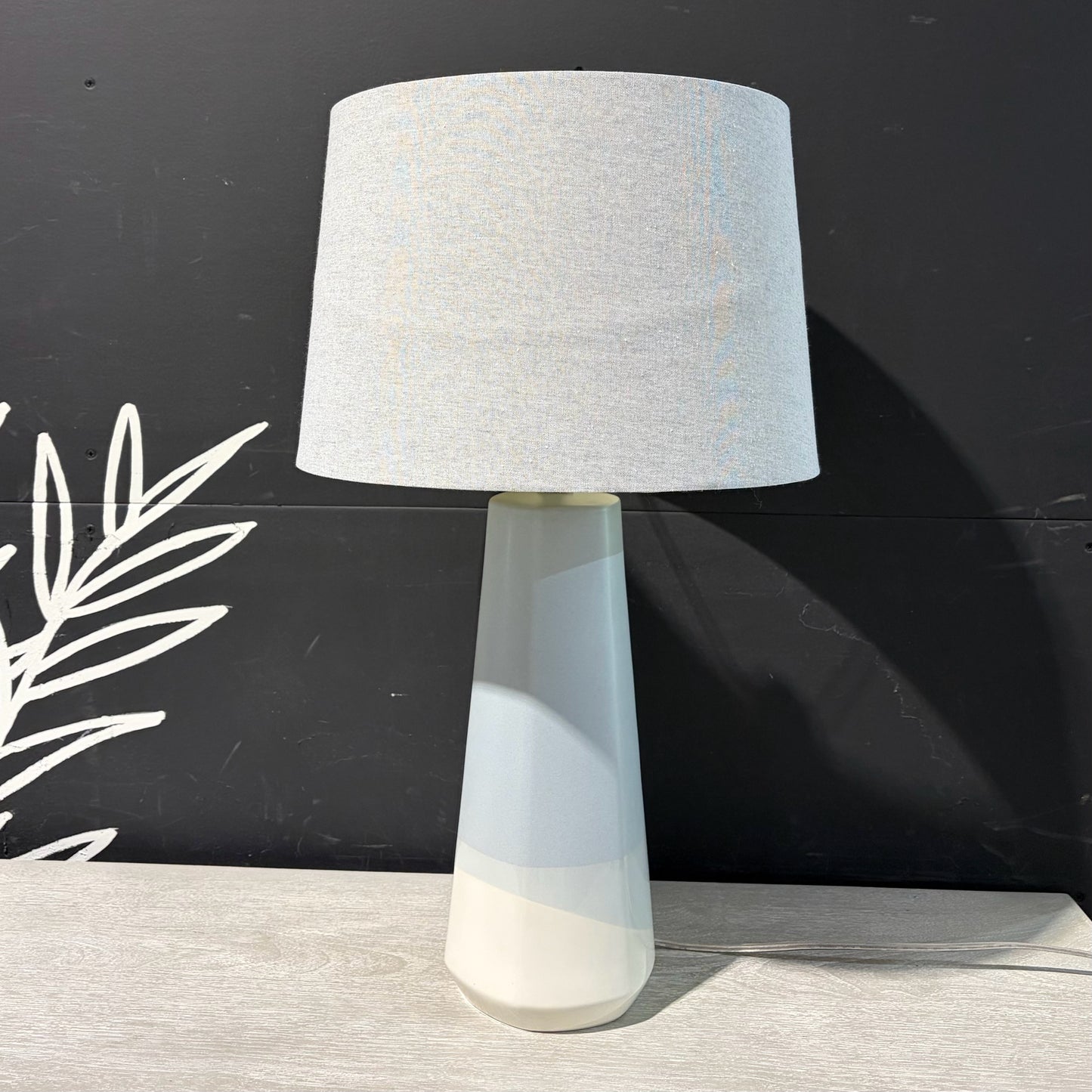 Blue & Cream Ceramic Table Lamp, 25.5"H x 14.5"Dia
