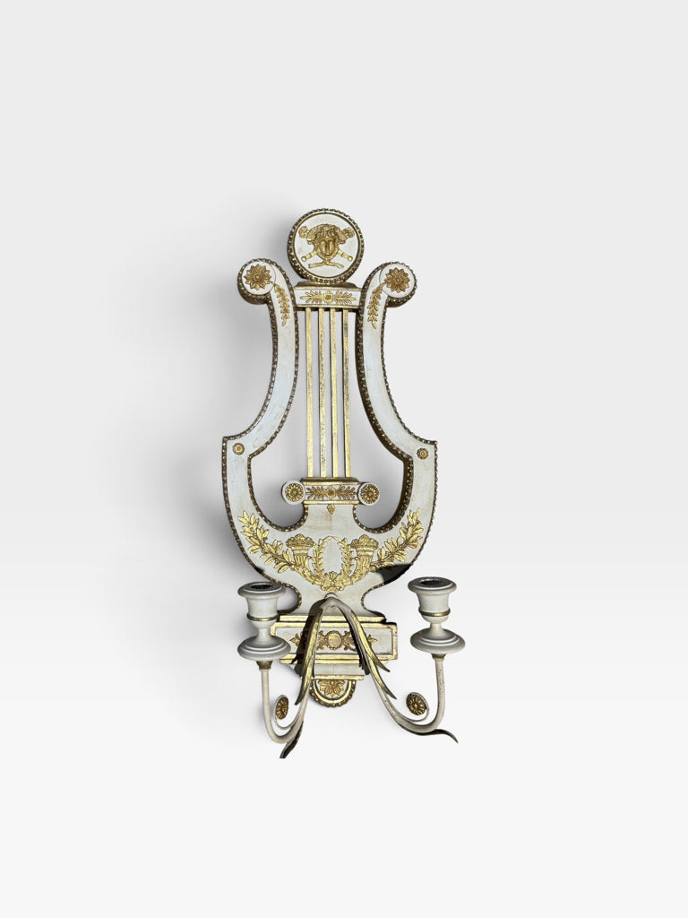 VTG? Neo-classical lyre wall sconce, 10"W x 22"H