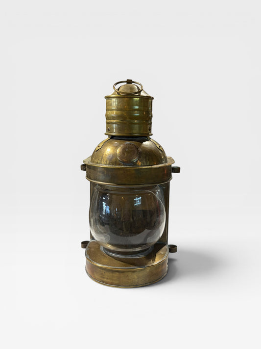 VTG Nautical Brass Oil Lamp AS IS, 9.5"H x 4"W x 4"D