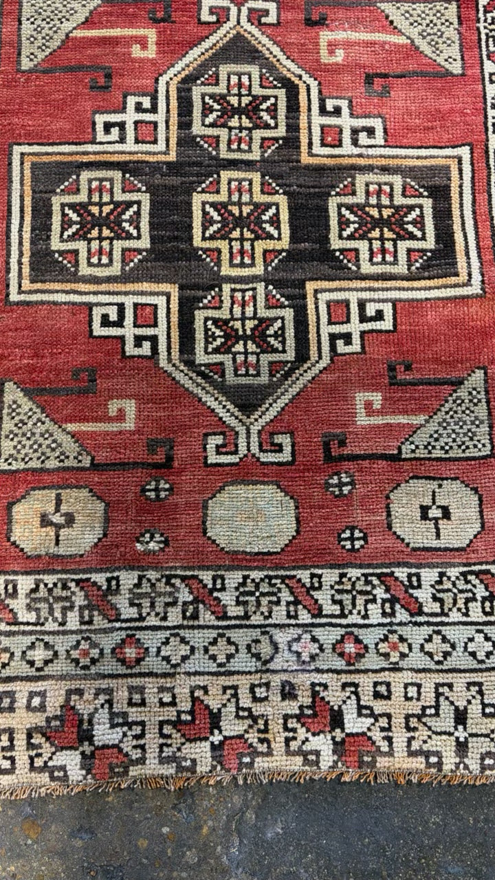 Handwoven Turkish Wool Runner, 3"W x 14'2"L