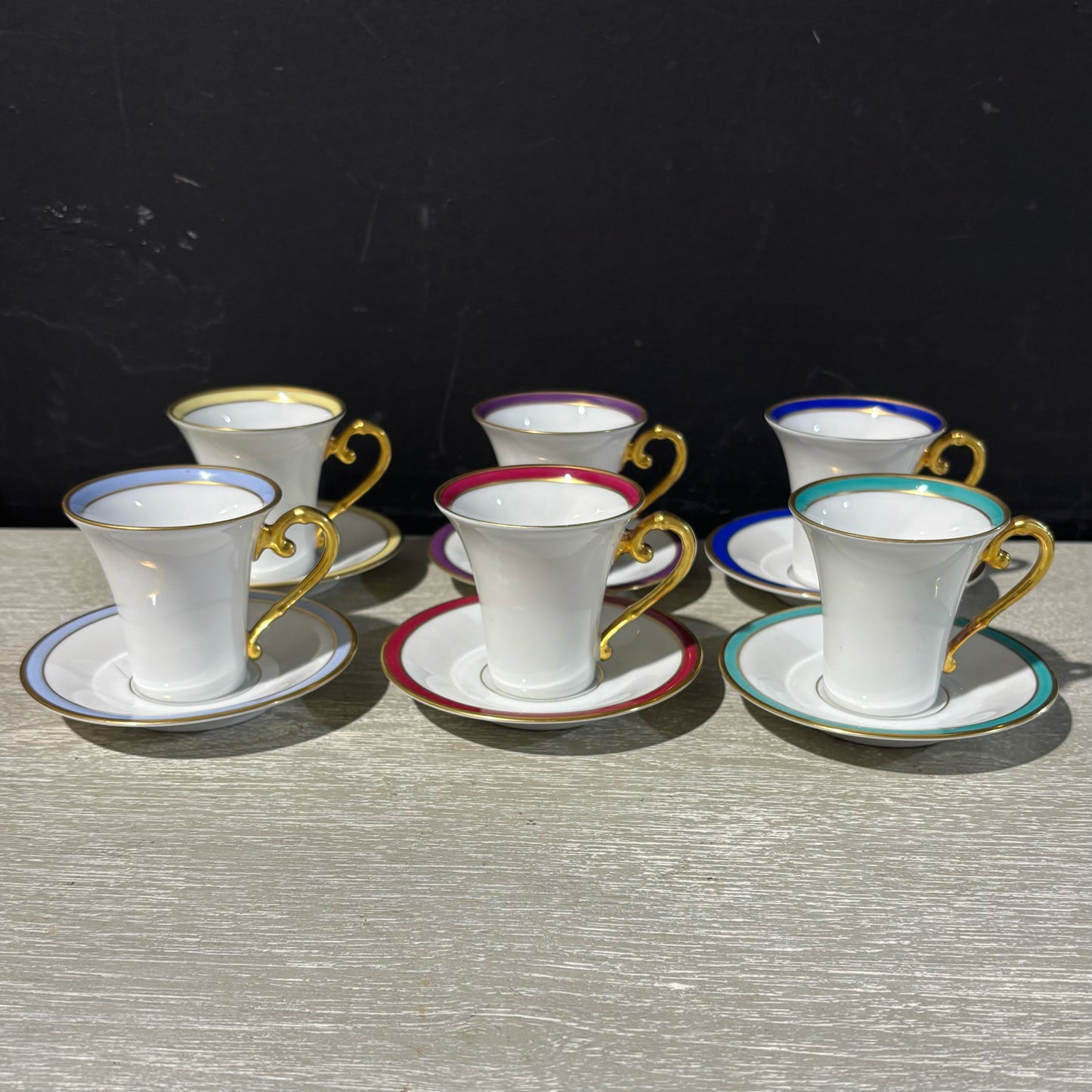SET 6 Demitasse Cups/Saucers, 4" D x 2.5" H