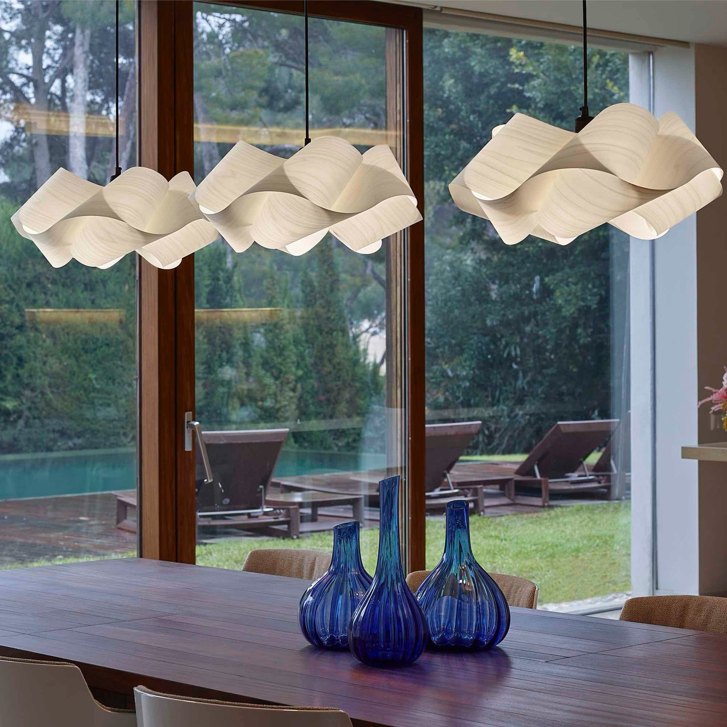 LZF Swirl Pendant Light, Ivory & Matte White, 29.5" Dia x 13.8" H