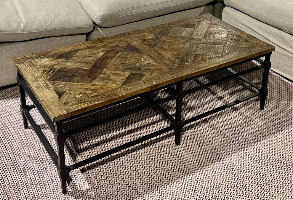 Pottery Barn Parquet Rectangular Reclaimed Wood Coffee Table 54" W x 26" D x 18"