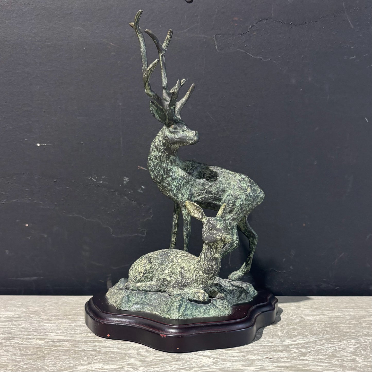 MCM Cast Bronze Deer Sculpture, 7"W x 7"D x 10"H