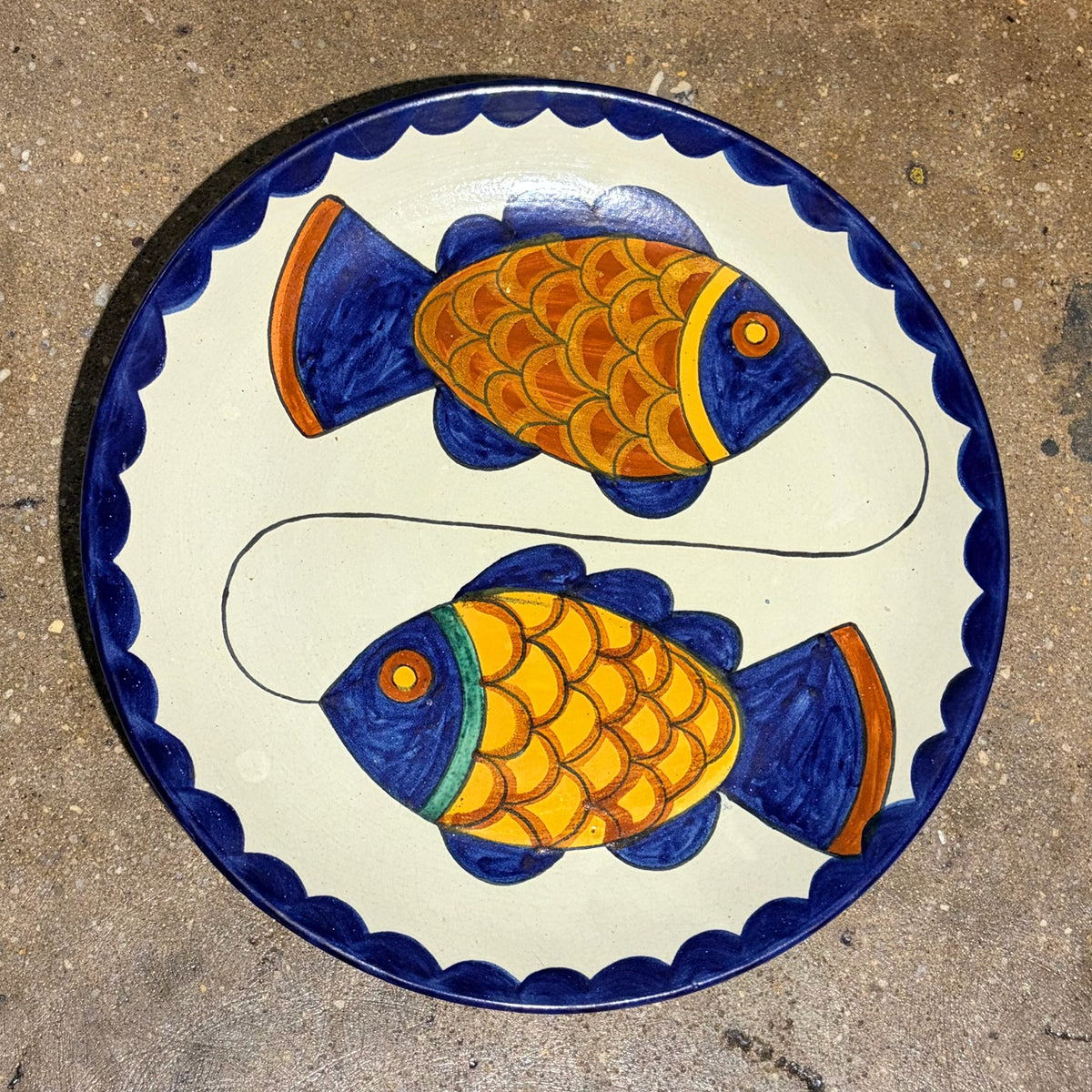 Mexican Style Hand Painted Decorative Plate 18"Diam