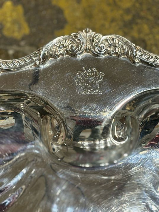 Silverplate Shell Bowl, Poole & Co, 14.5" L x 16" W x 3" H