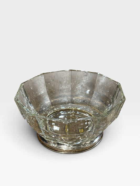 Italian Crystal/Silverplate bowl, 9"W x 9"D x 4.25"H