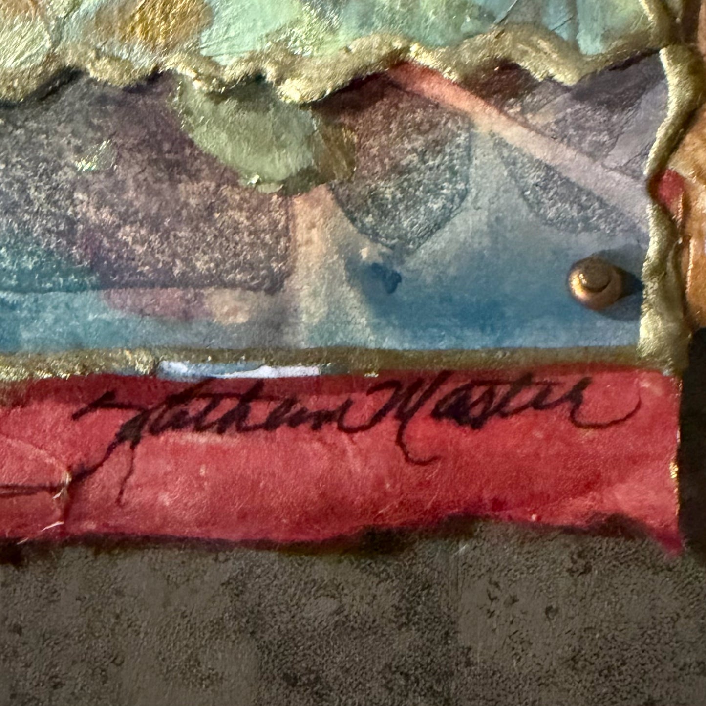 Mixed Media Kimono Signed, 17.5"W x 21.5"H x 2"D
