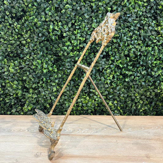 Ornate Brass Easel, 12"H x 7"W x 9"D