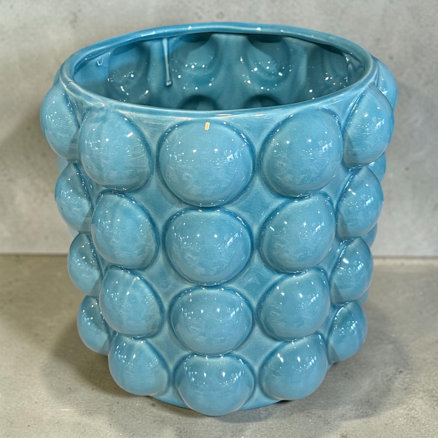 Turquoise Ceramic Bubble Planter, 9"H x 10"Dia