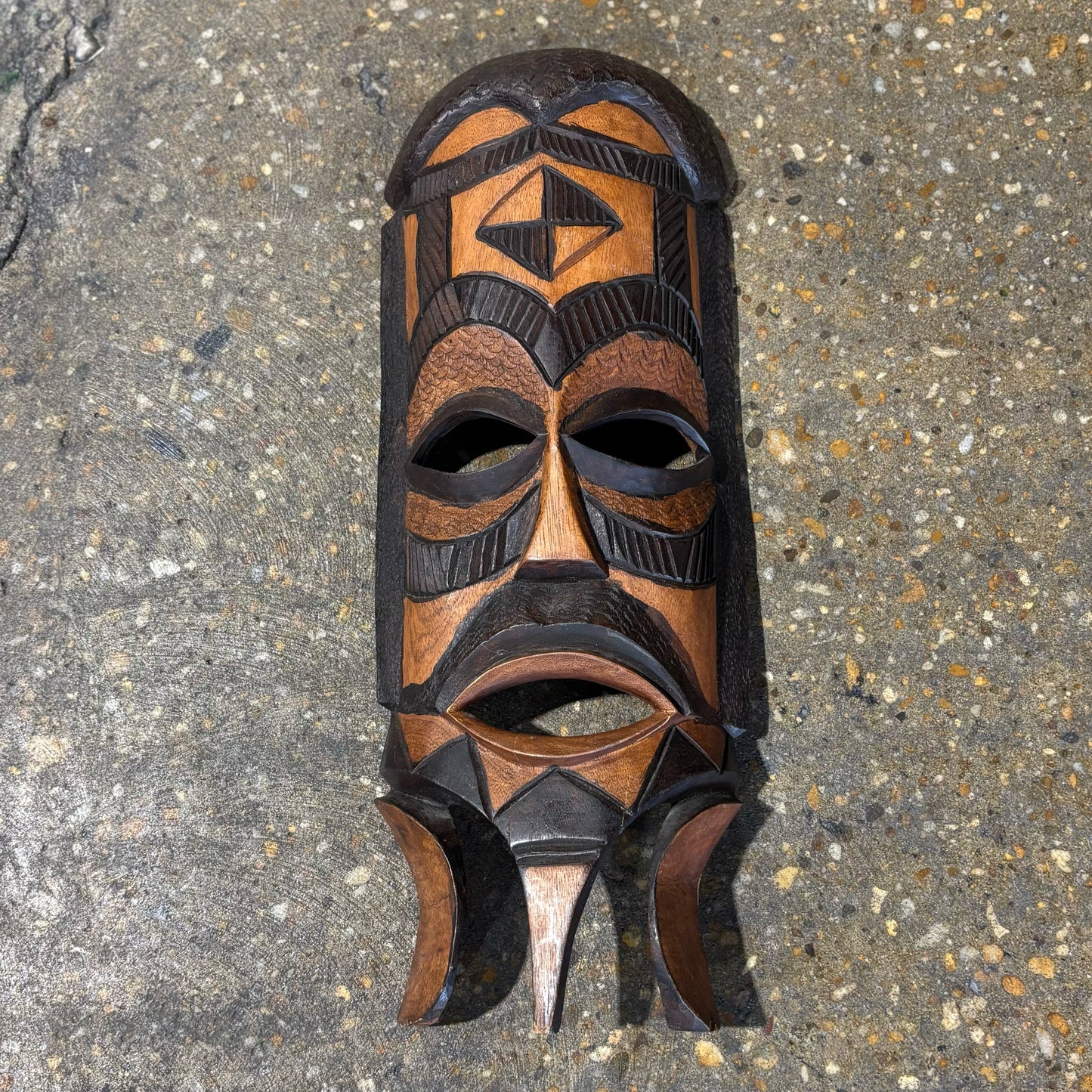 Wooden Handcarved Tribal Mask 18" L x 7" W x 3" D