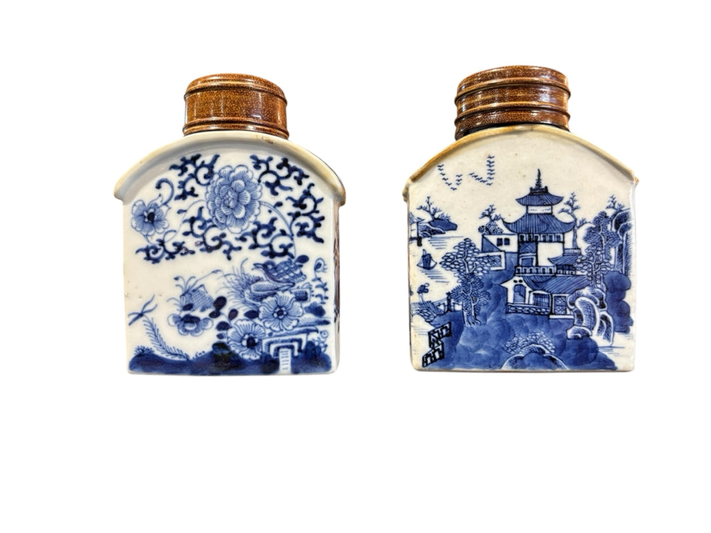 PAIR of Antique Chinese tea caddies, 5"H x 3.5"W x 2"D