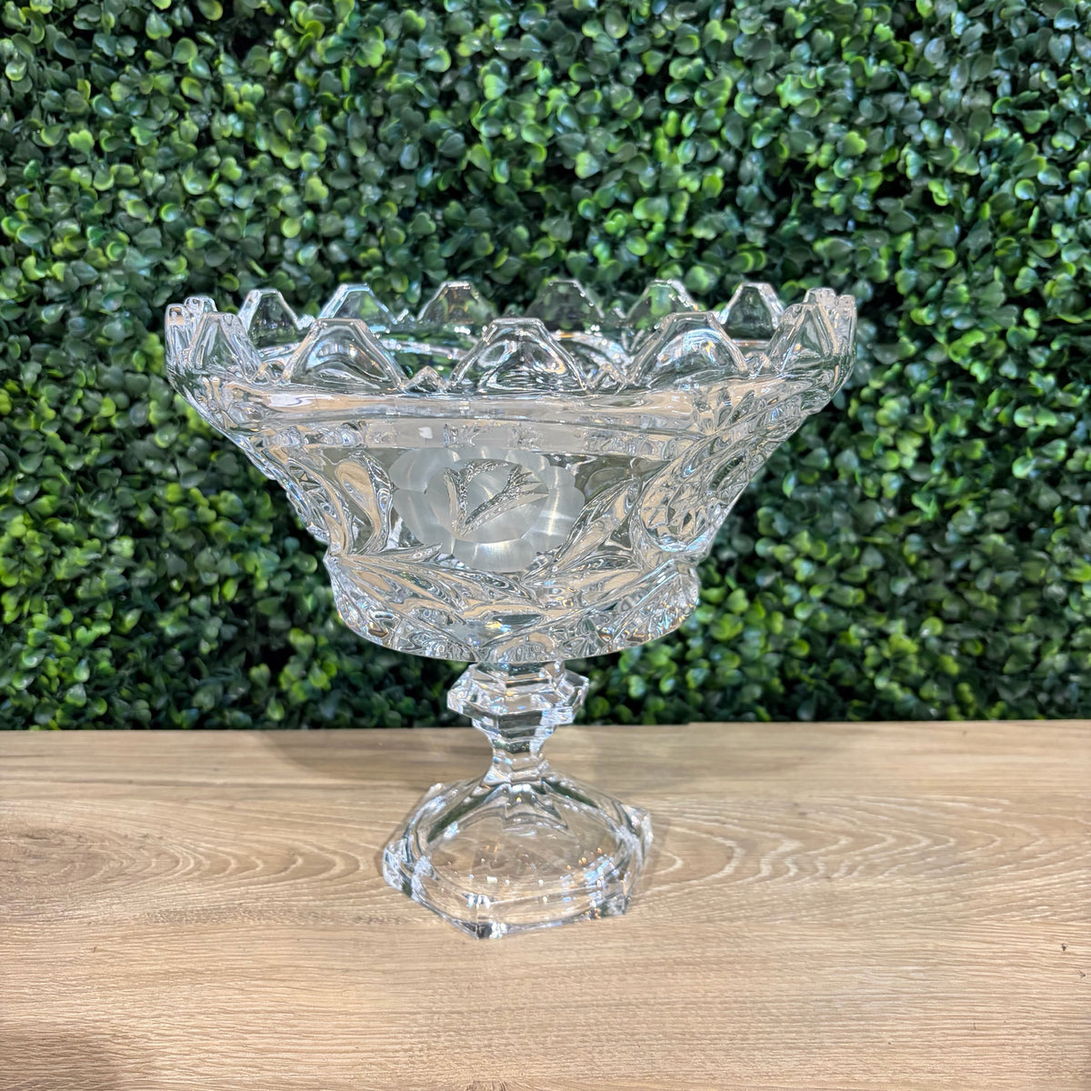 VTG Crystal Pedestal Bowl, 8.5"Dia x 8"H