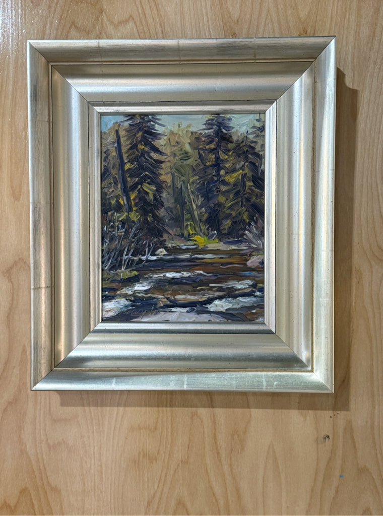 Woodland Stream oil on board, 13.5"W x 15.5"H