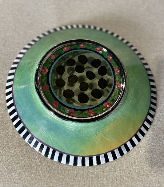 Mackenzie Childs Circus Rose Plate, 10.5" W x 10.5" D x 1.5" H