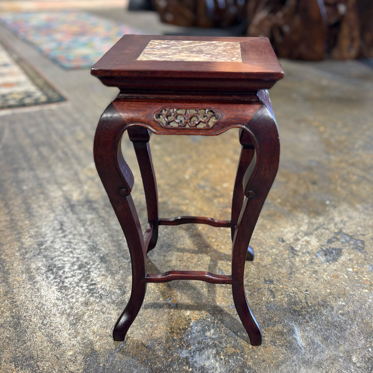 Wooden Plant Stand w/ Marble Insert