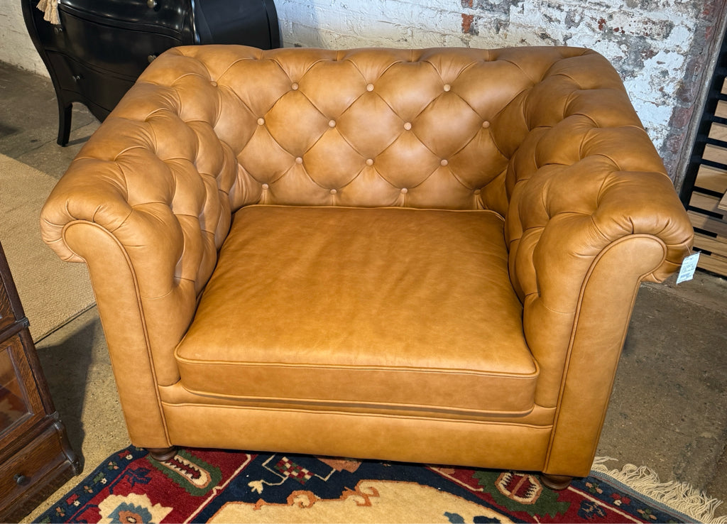 NEW Lyon Lounge Chair - Cognac Leather, 49.5" W x 34" D x 31" H