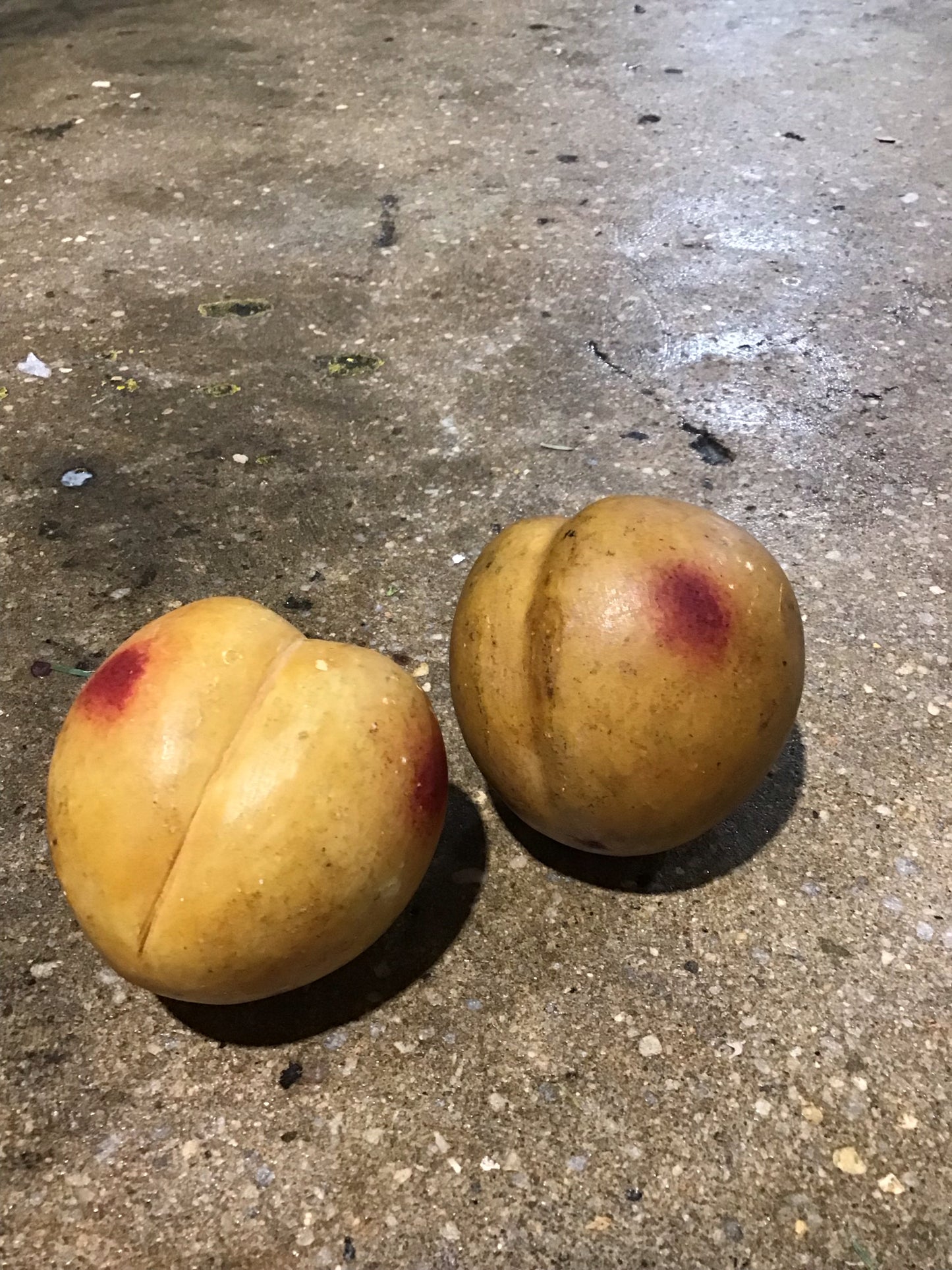 Two Italian Alabaster Peaches 9" dia x 3.5"H