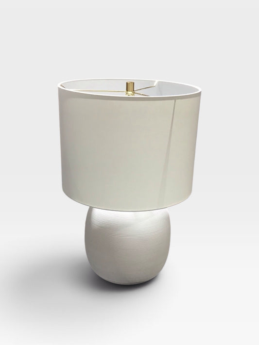 Winter White Ceramic Table Lamp, 15"Dia x 23"H