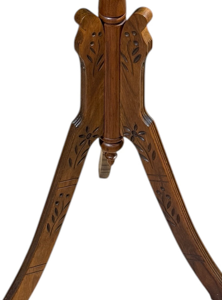 Antique Plant Stand, detailed carving, c. 1880, 14"W x 16"D x 32"H
